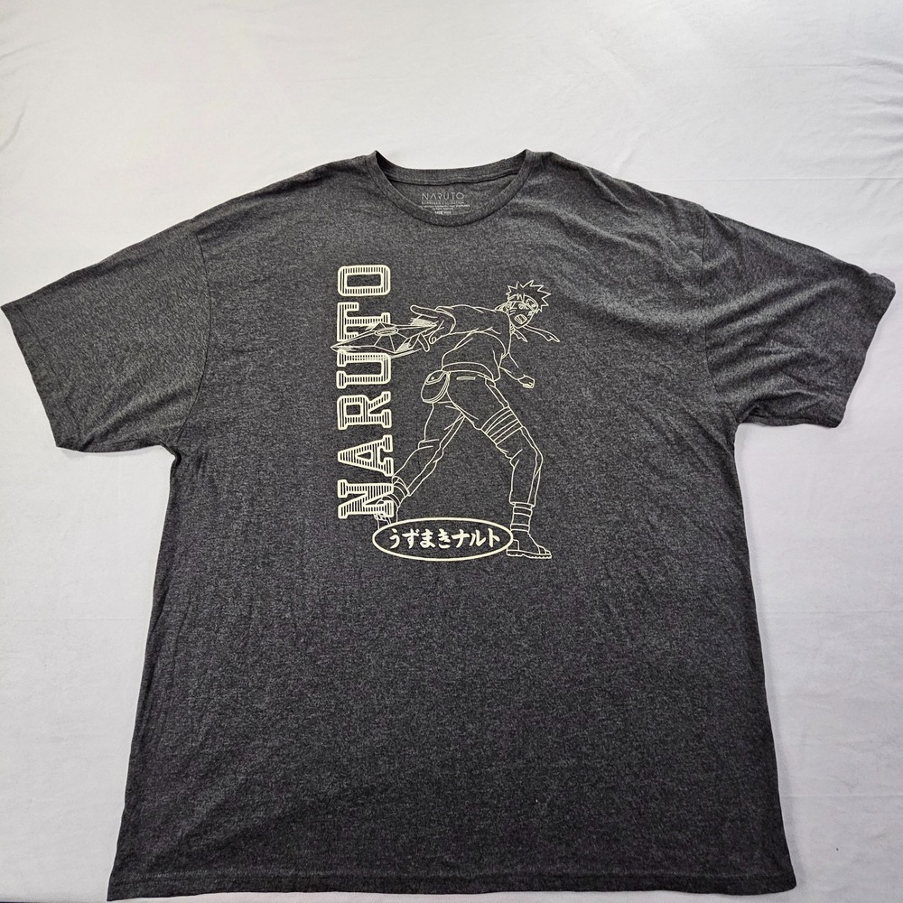 Naruto Shippuden Collection Gray Short Sleeve Cotton Blend T-Shirt Men's 3XLT
